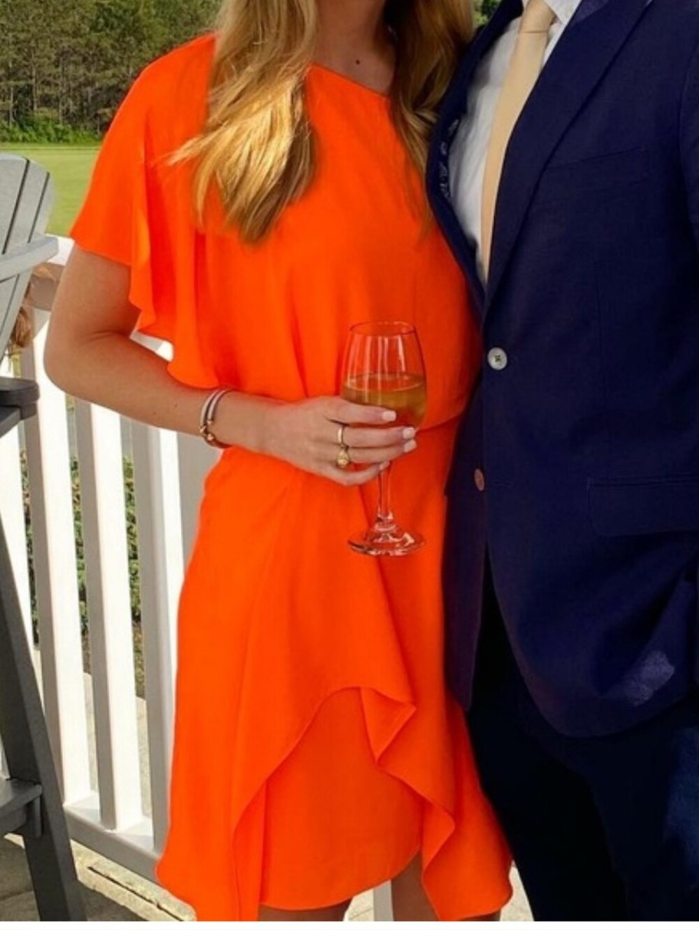 Halston Heritage Neon Orange One Shoulder Dress